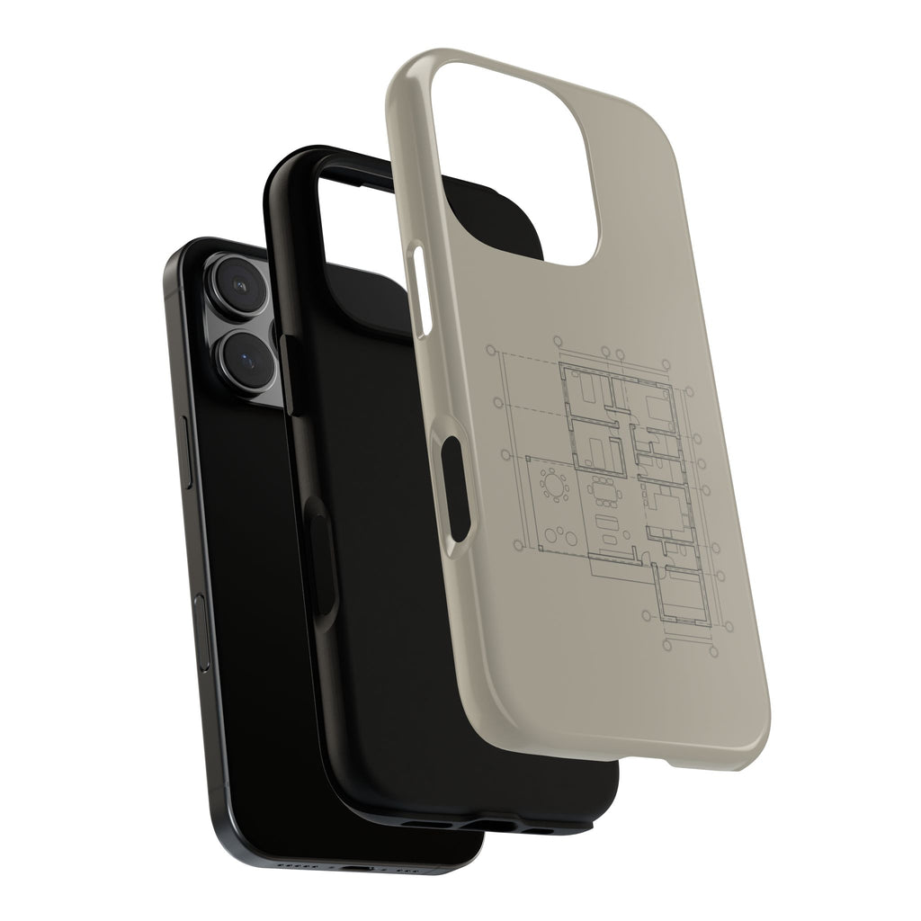 Tech & Workspace | Architectural Blueprint Tough Phone Case
