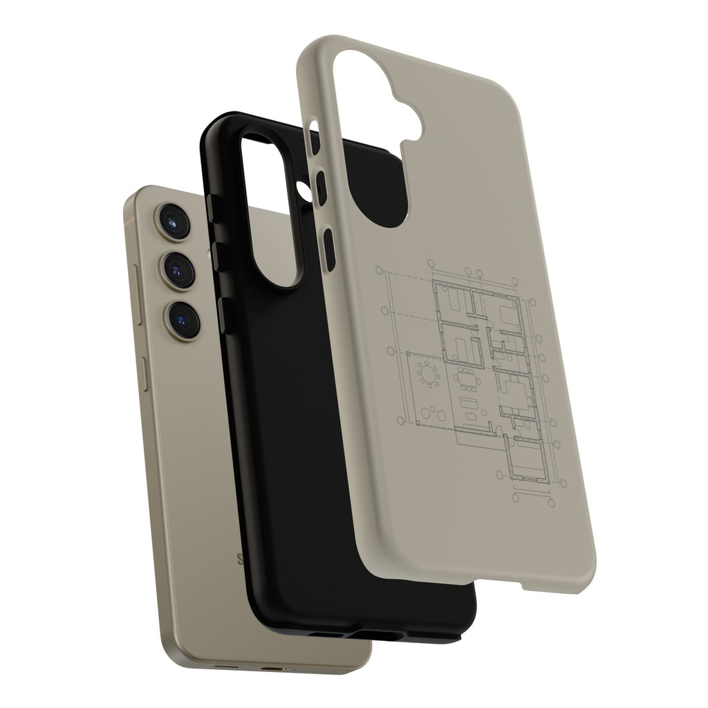 Tech & Workspace | Architectural Blueprint Tough Phone Case